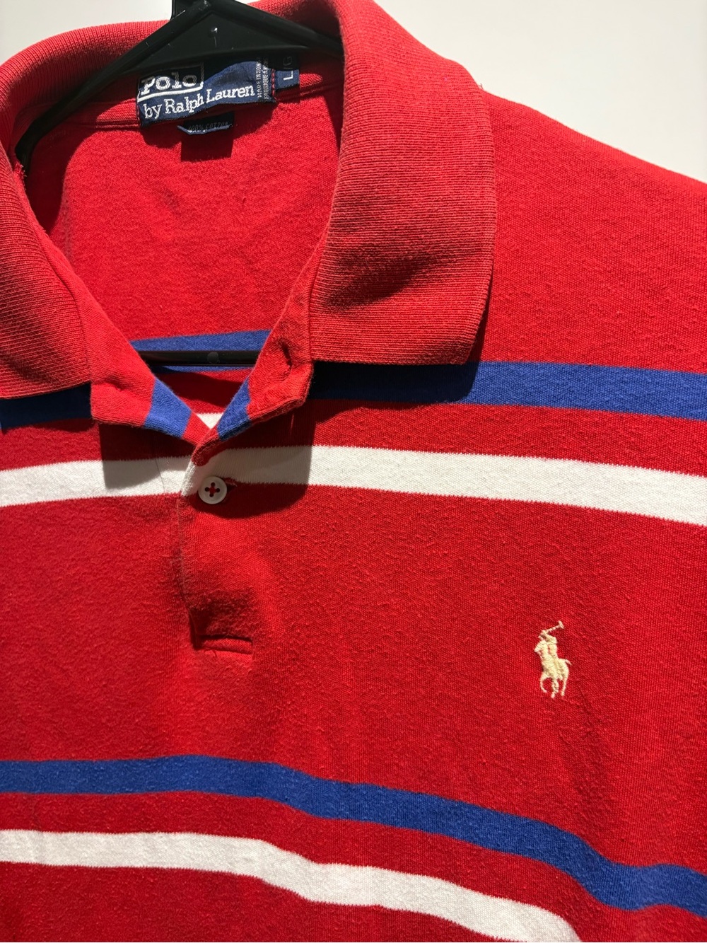 Polo by Ralph Lauren Red Stripe Polo with Blue & White Bands - Picture 3 of 8